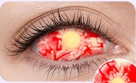 lentilles de couleur halloween jaune et rouge - Horrible siky